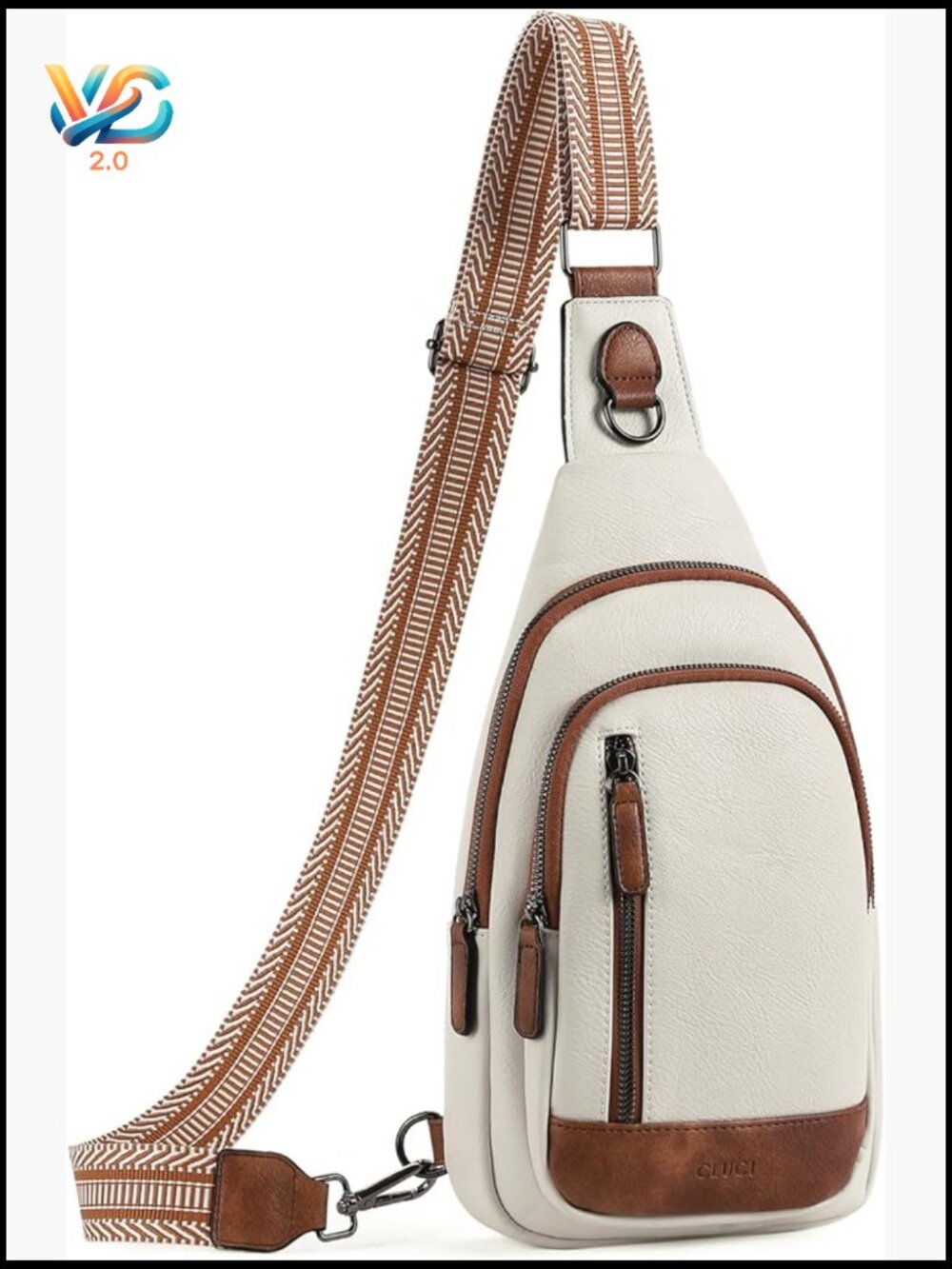 Crossbody Sling Backpack For Women Men Faux Leather Adjustable Strap